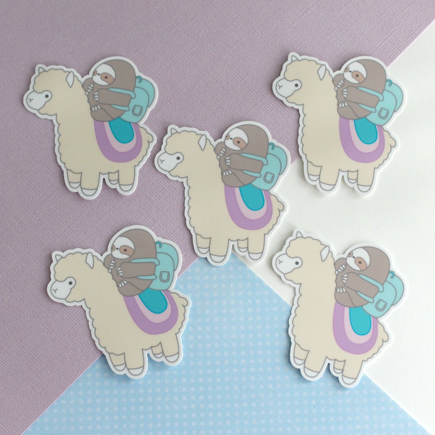 Pastel Sloth and Alpaca Adventurer Vinyl Sticker - Llama Decal