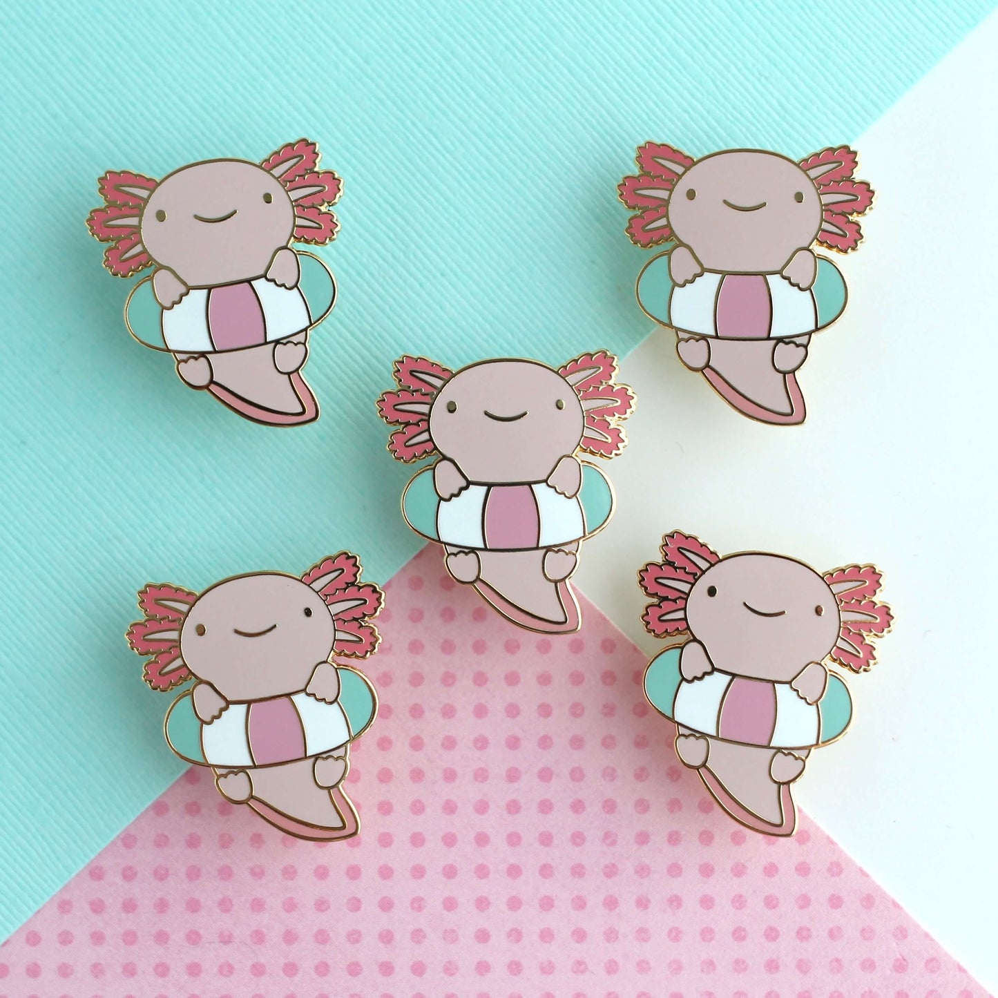 Axolotl in a Floatie Enamel Pin