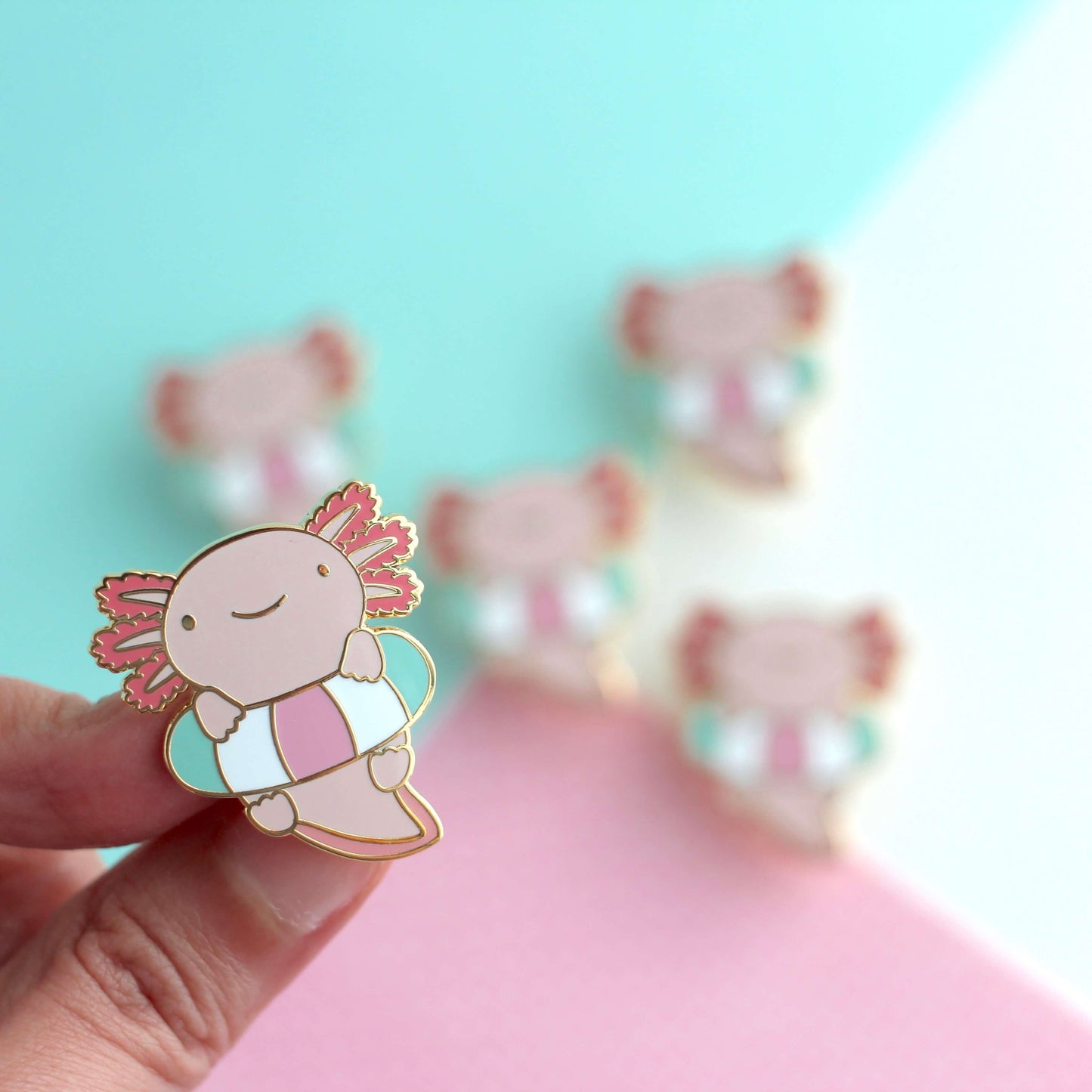 Axolotl in a Floatie Enamel Pin