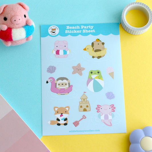 Beach Party Animal Vinyl Sticker Sheet