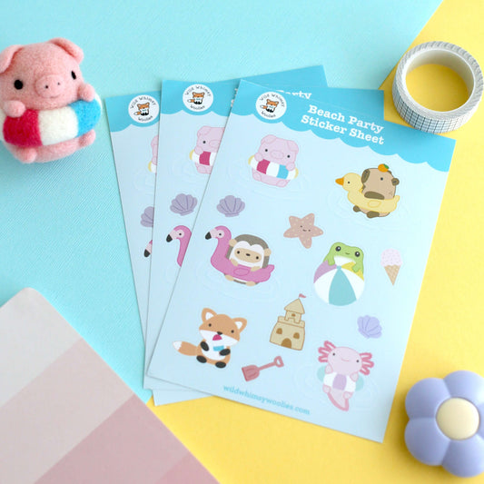 Beach Party Animal Vinyl Sticker Sheet