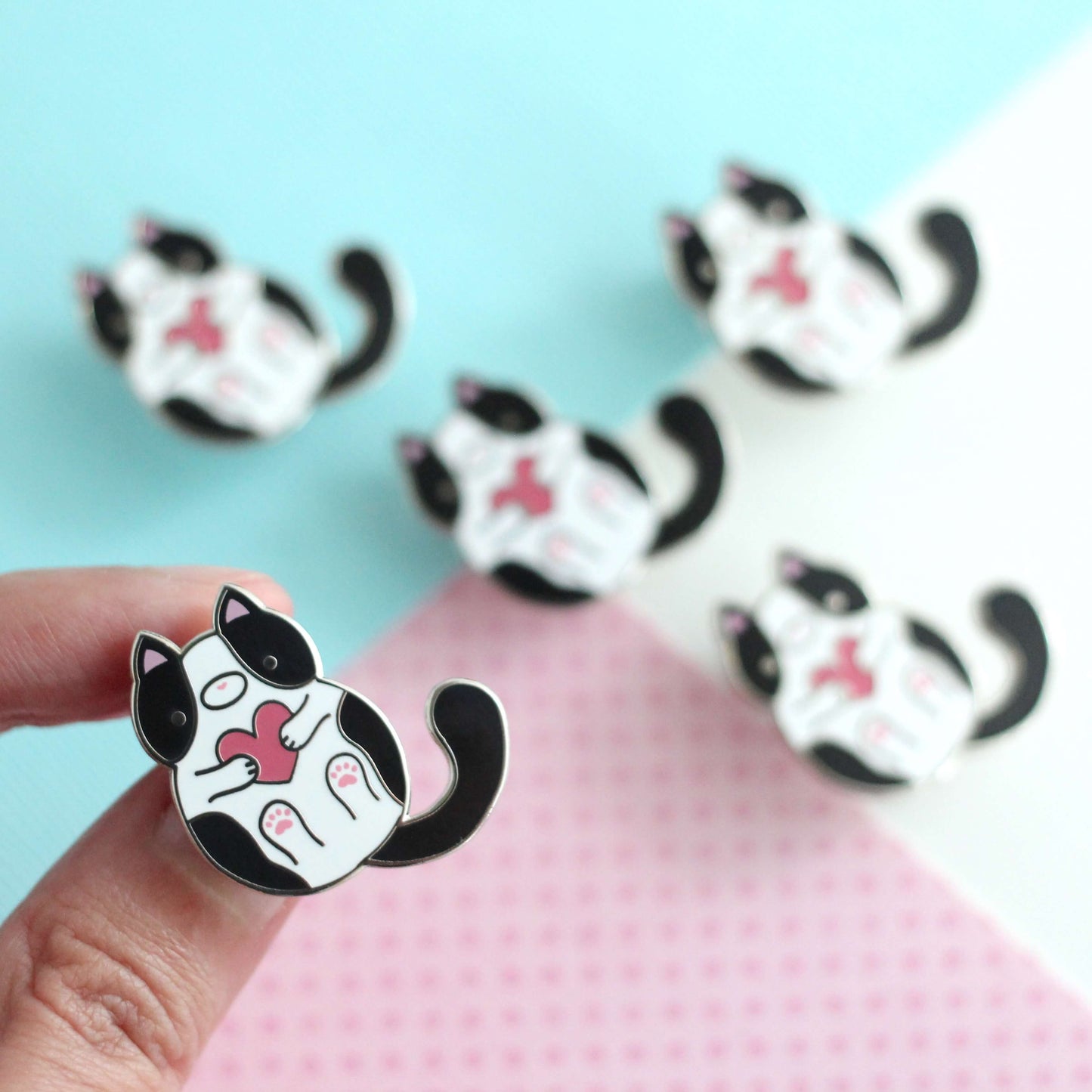 Black and White Tuxedo Cat Enamel Pin