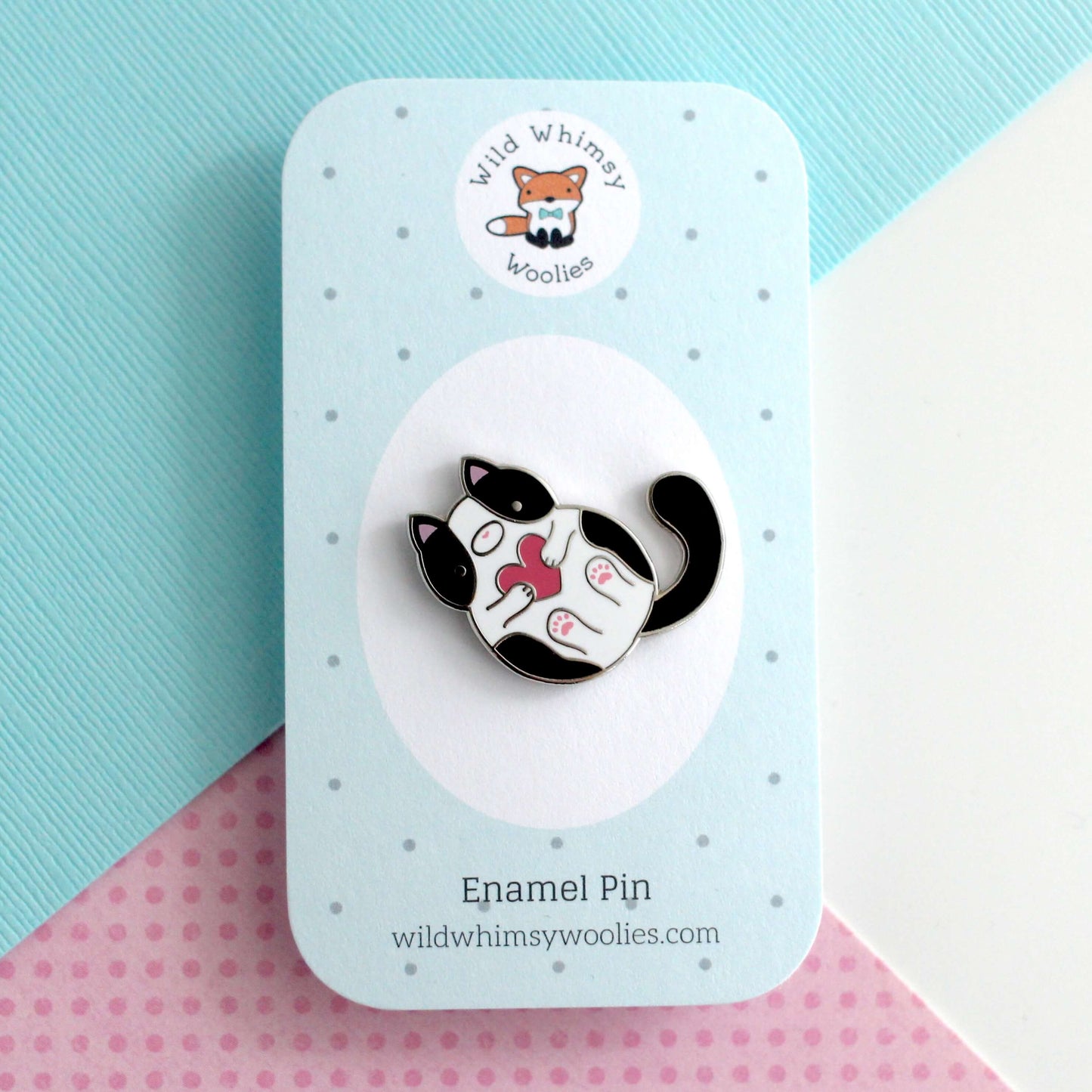 Black and White Tuxedo Cat Enamel Pin