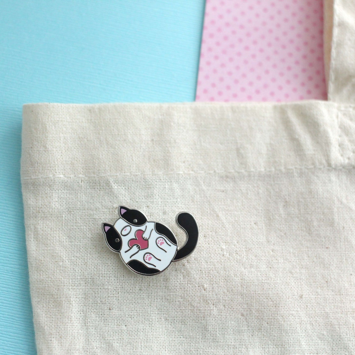 Black and White Tuxedo Cat Enamel Pin