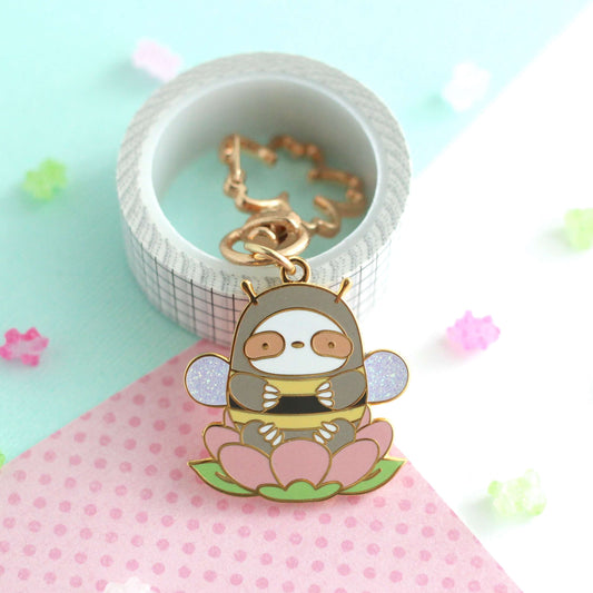Bumblebee Sloth Enamel Keychain