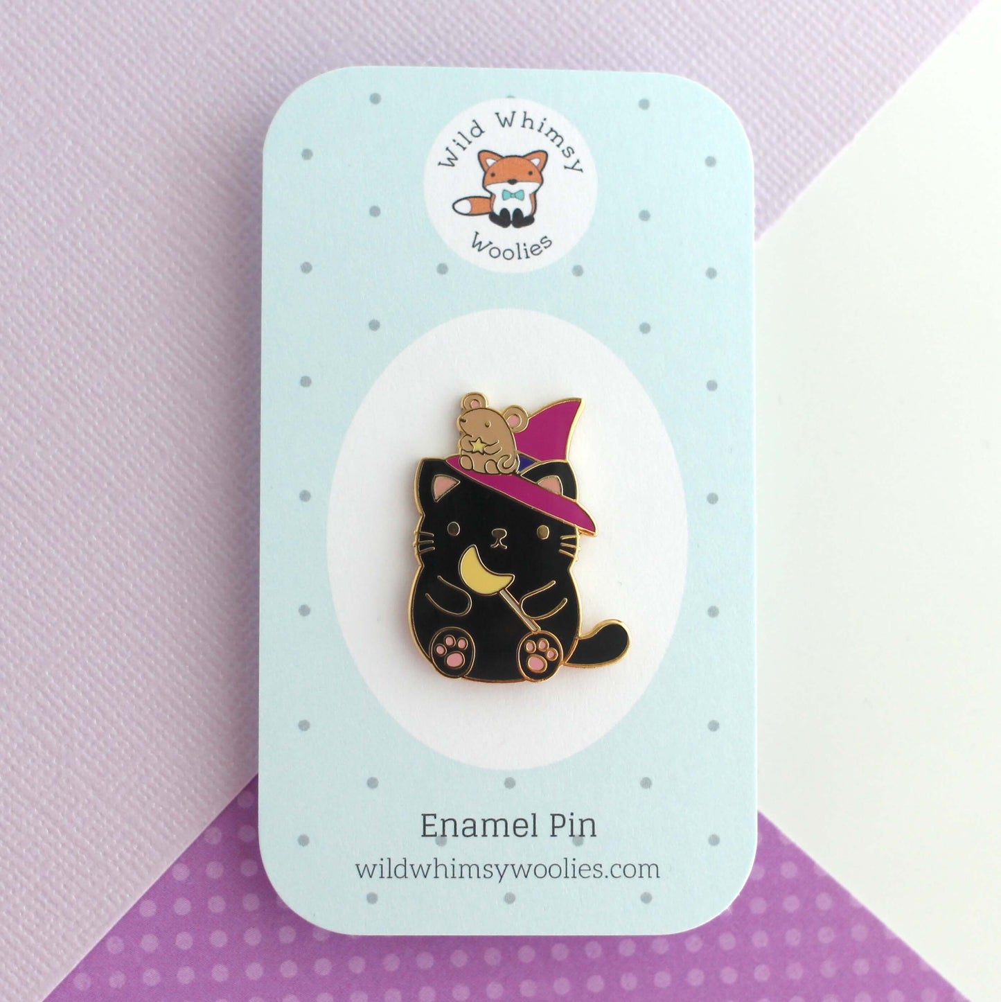 Halloween Black Cat Pin. Witch Cat Enamel Pin