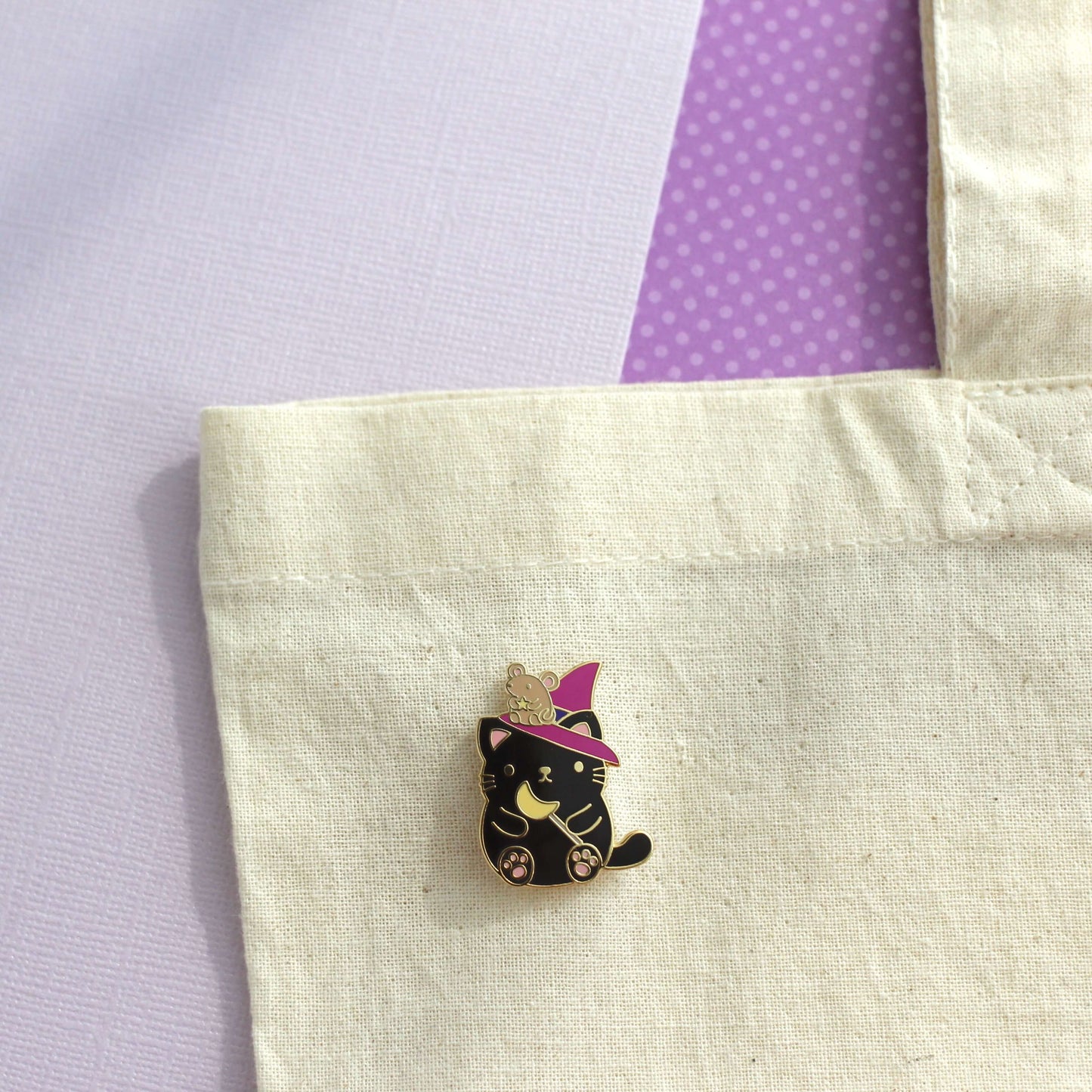 Halloween Black Cat Pin. Witch Cat Enamel Pin