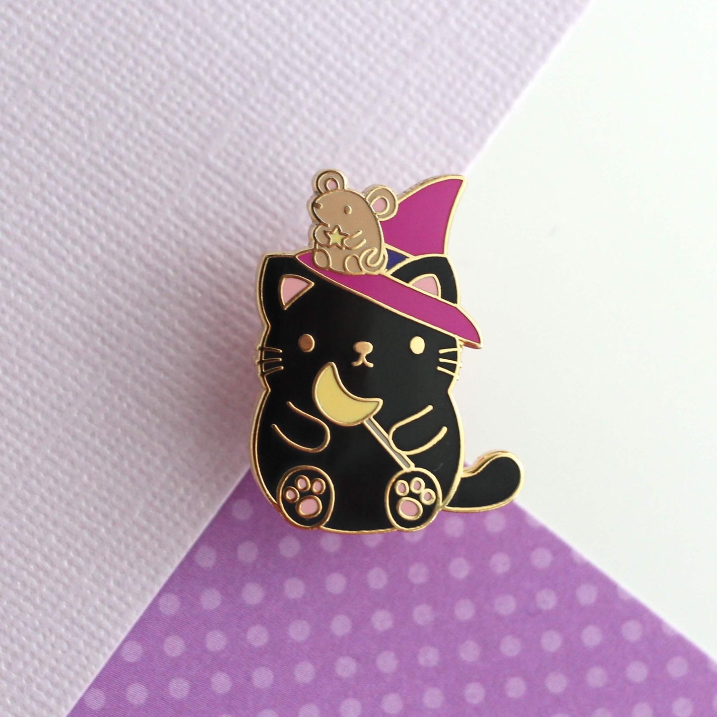 Halloween Black Cat Pin. Witch Cat Enamel Pin