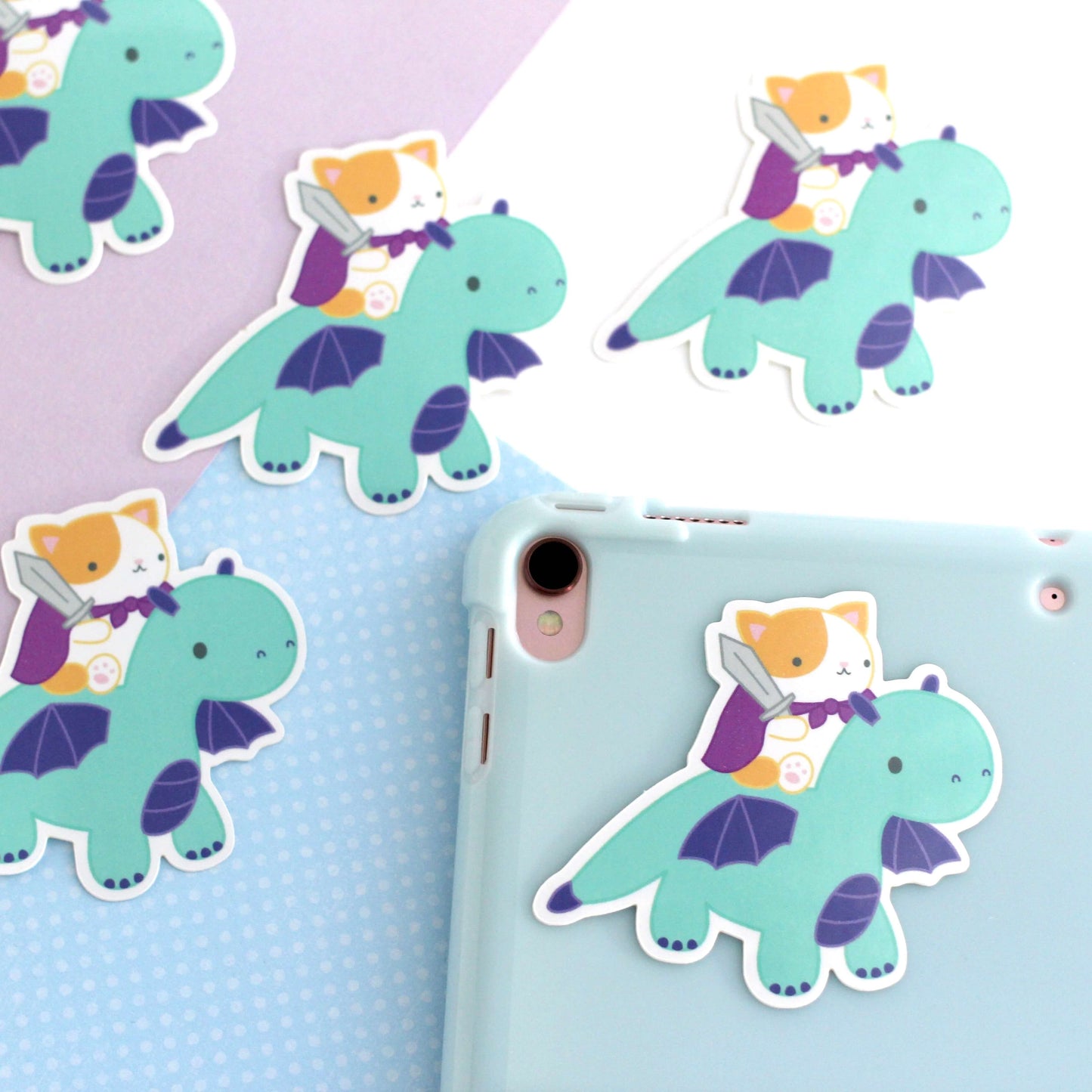 Orange Cat and Dragon Vinyl Sticker - Dragon Decal