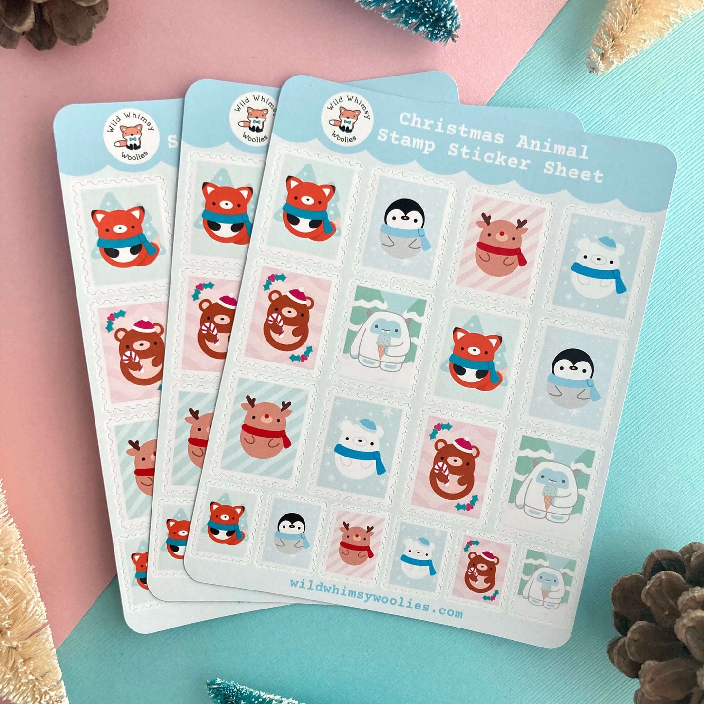 Christmas Animal Stamp Sticker Sheet