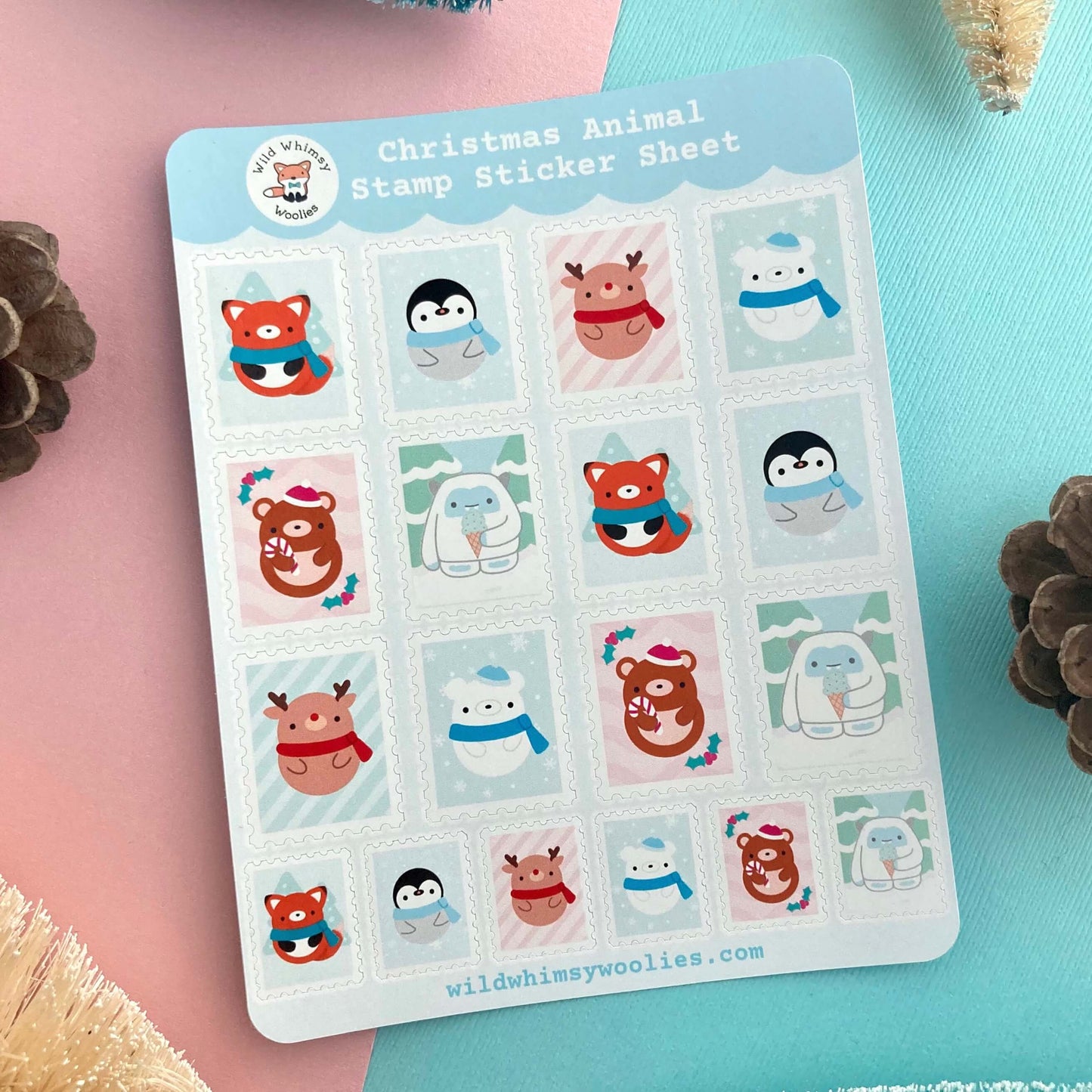 Christmas Animal Stamp Sticker Sheet