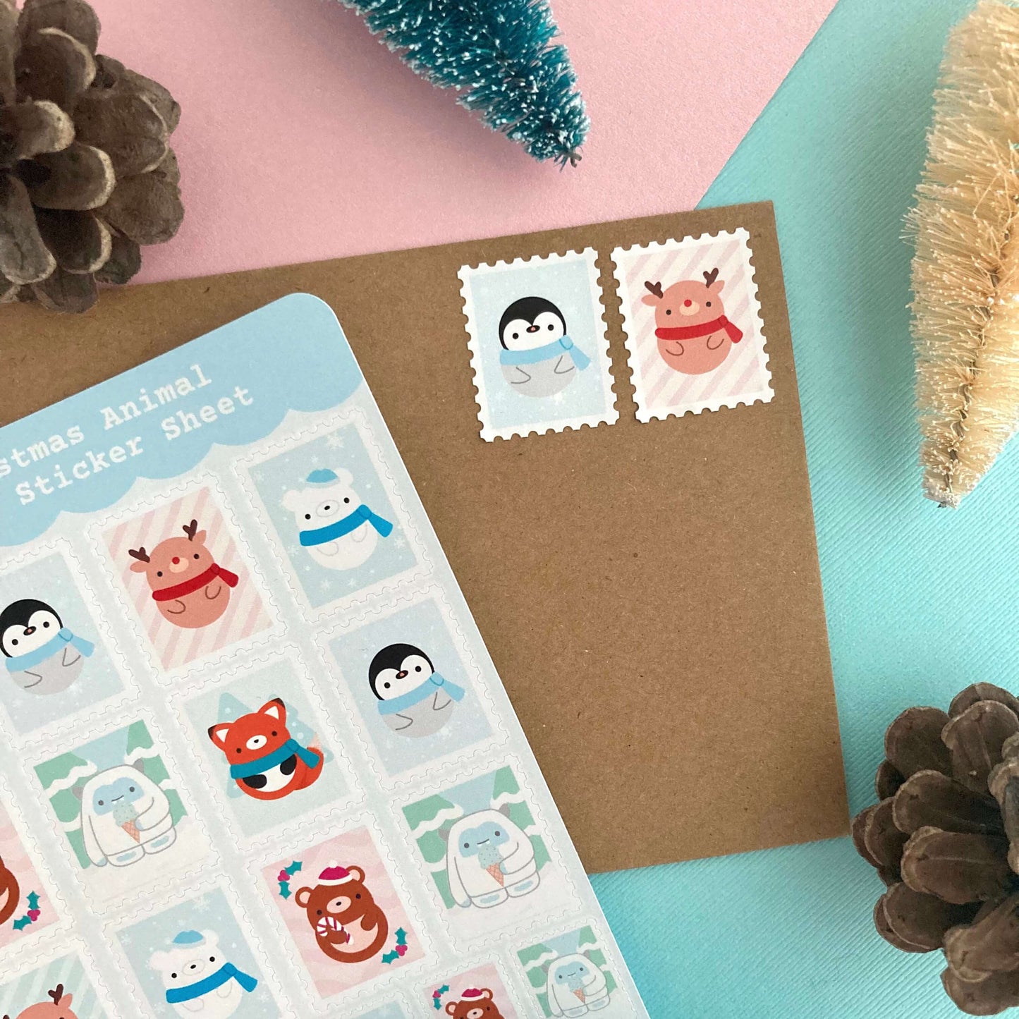 Christmas Animal Stamp Sticker Sheet