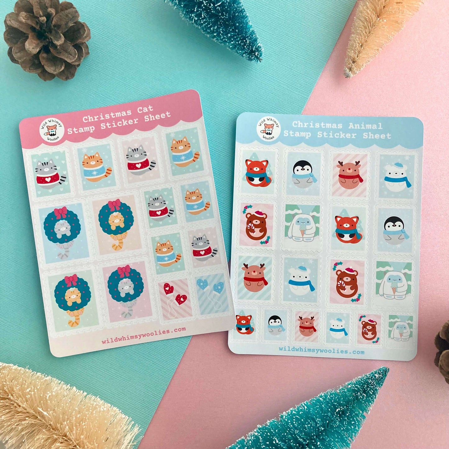 Christmas Animal Stamp Sticker Sheet