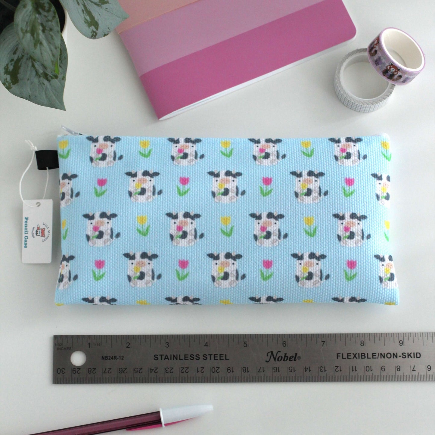 Cows with Tulips Pencil Case / Zipper Pouch