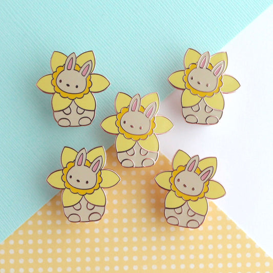 Daffodil Bunny Rabbit Enamel Pin - Bunny Lover Gift
