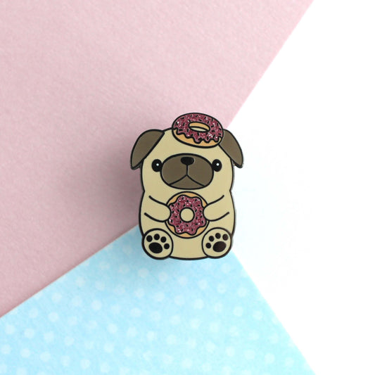 Donut Loving Pug Enamel Pin