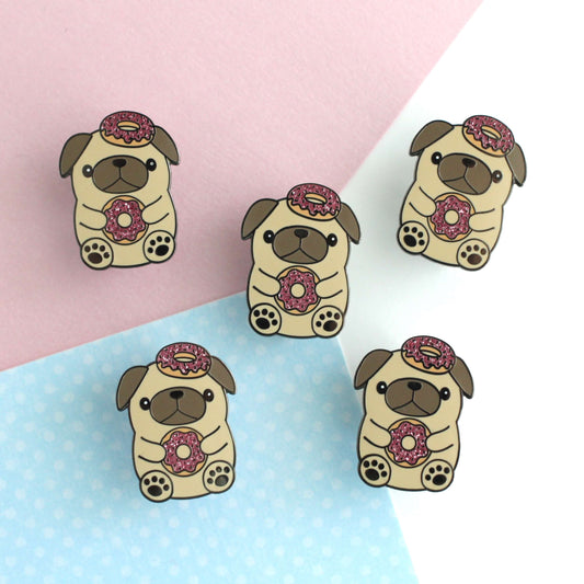 Donut Loving Pug Enamel Pin