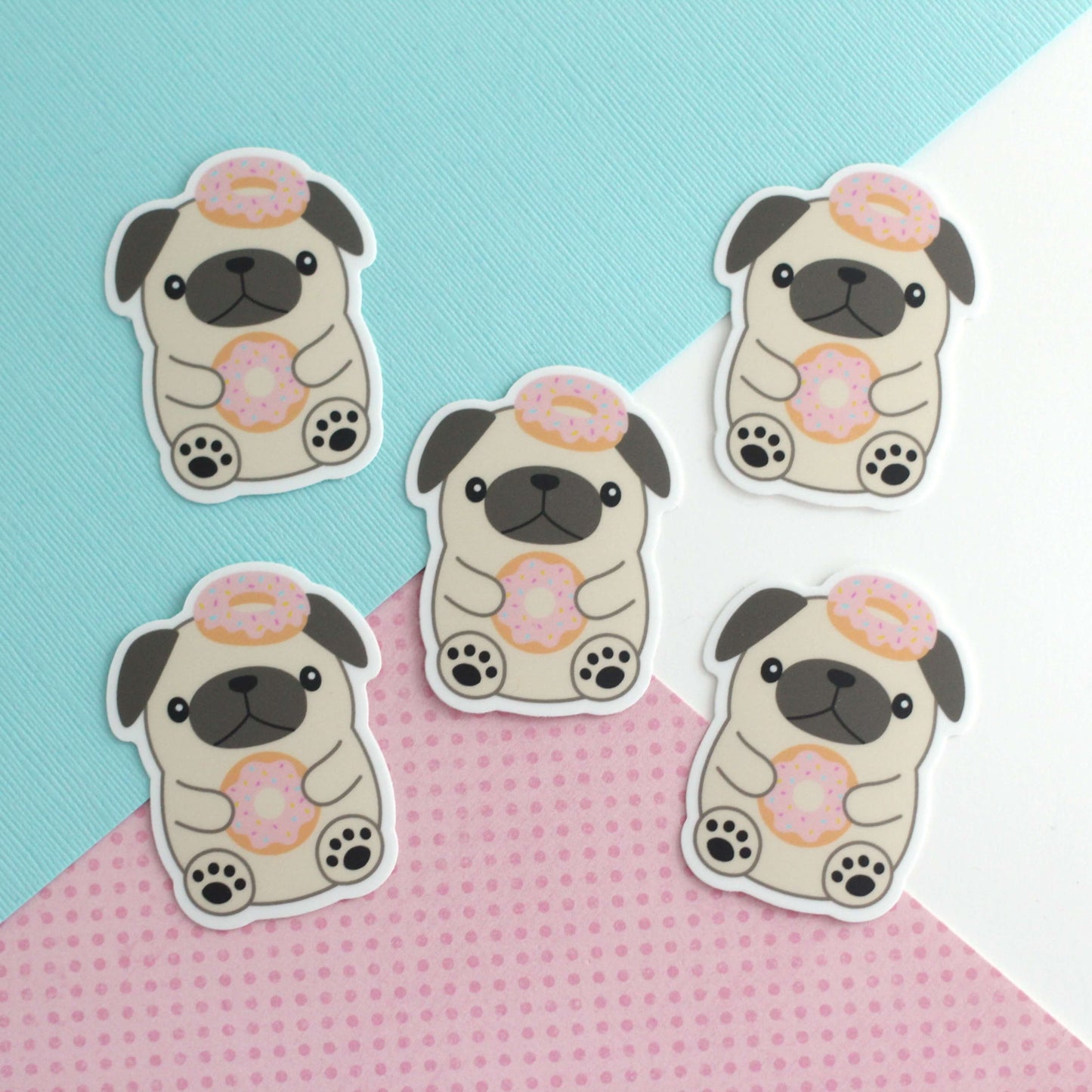 Donut Loving Pug Vinyl Sticker