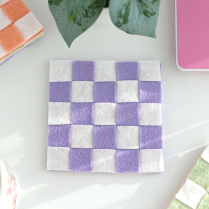 Felt Checkered Coasters: Purple