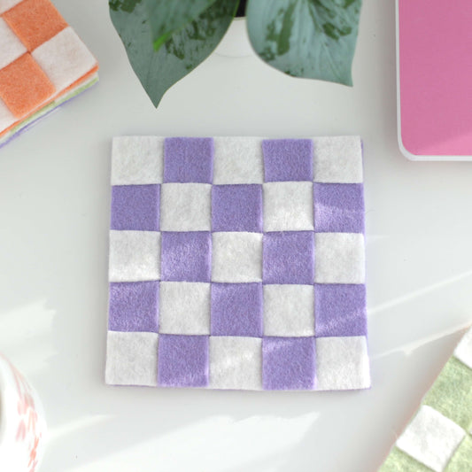 Felt Checkered Coasters: Purple