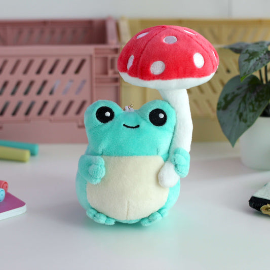 Mushroom Frog Plush Keychain