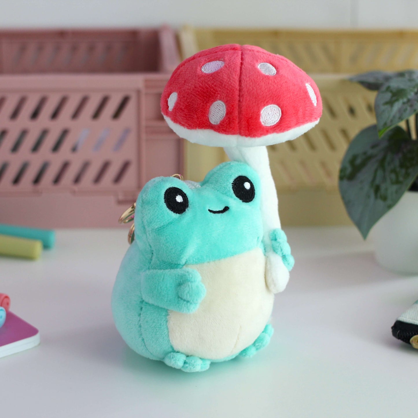 Mushroom Frog Plush Keychain