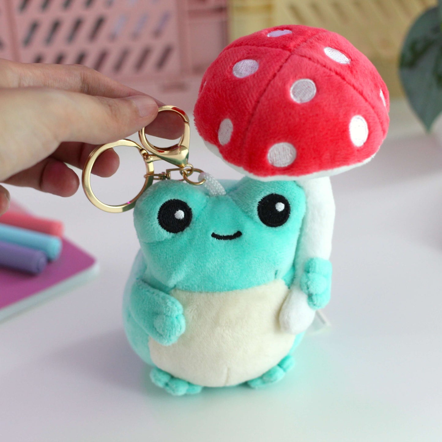 Mushroom Frog Plush Keychain