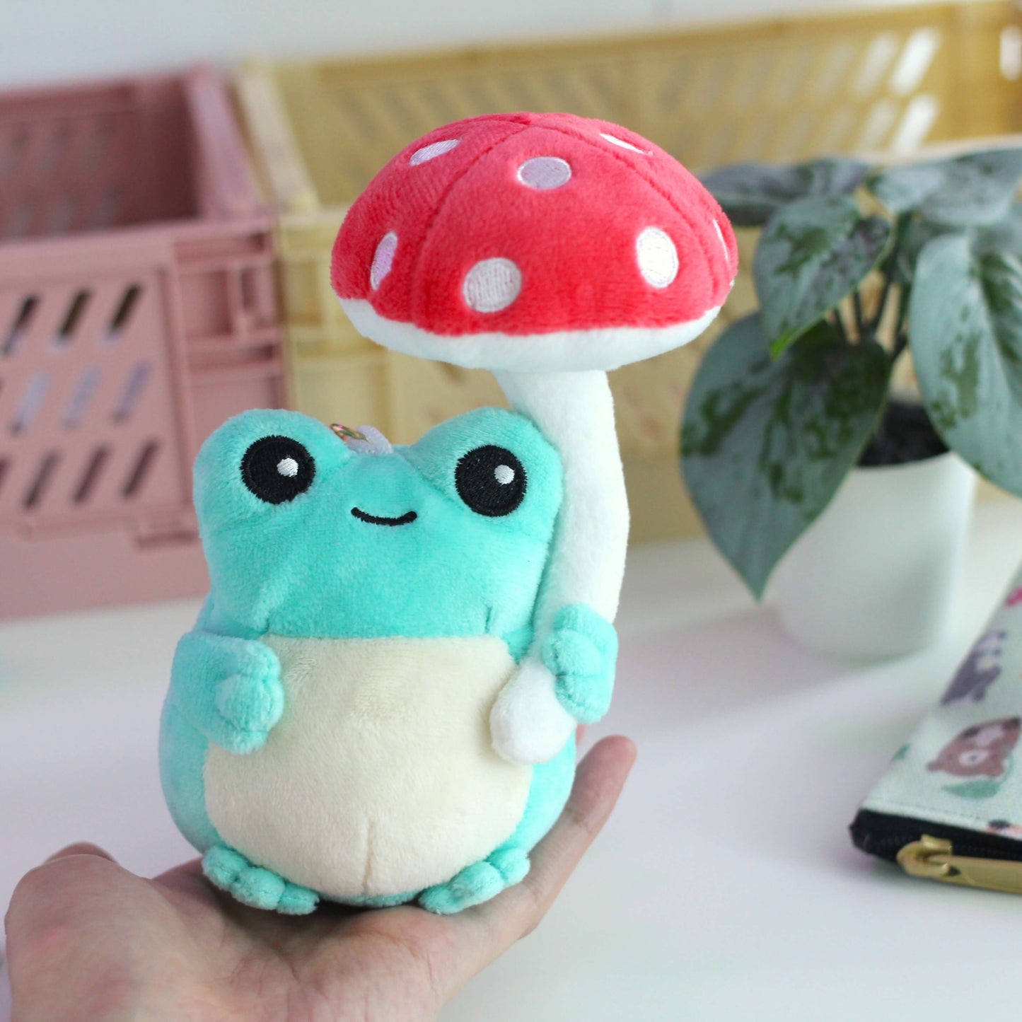 Mushroom Frog Plush Keychain