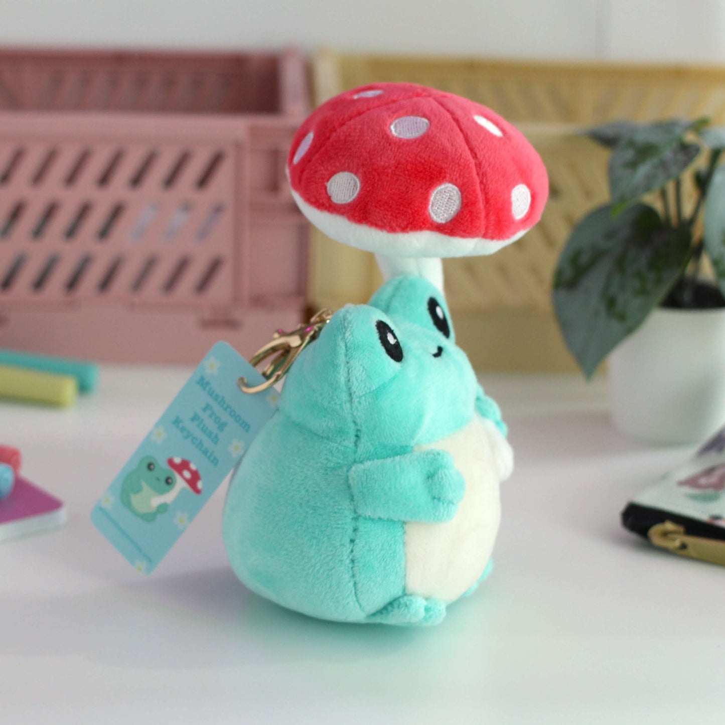 Mushroom Frog Plush Keychain