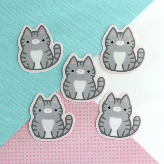 Grey tabby Cat Vinyl Sticker