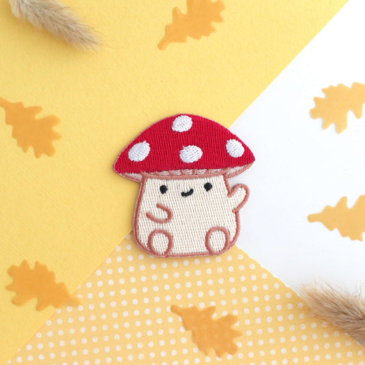 Cute Red Cap Mushroom Iron On Patch - Cottagecore Embroidered Patch