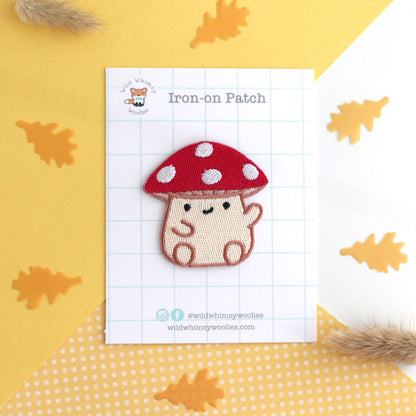 Cute Red Cap Mushroom Iron On Patch - Cottagecore Embroidered Patch
