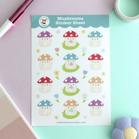 Mushrooms Vinyl Sticker Sheet