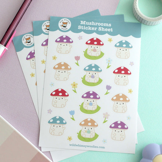 Mushrooms Vinyl Sticker Sheet