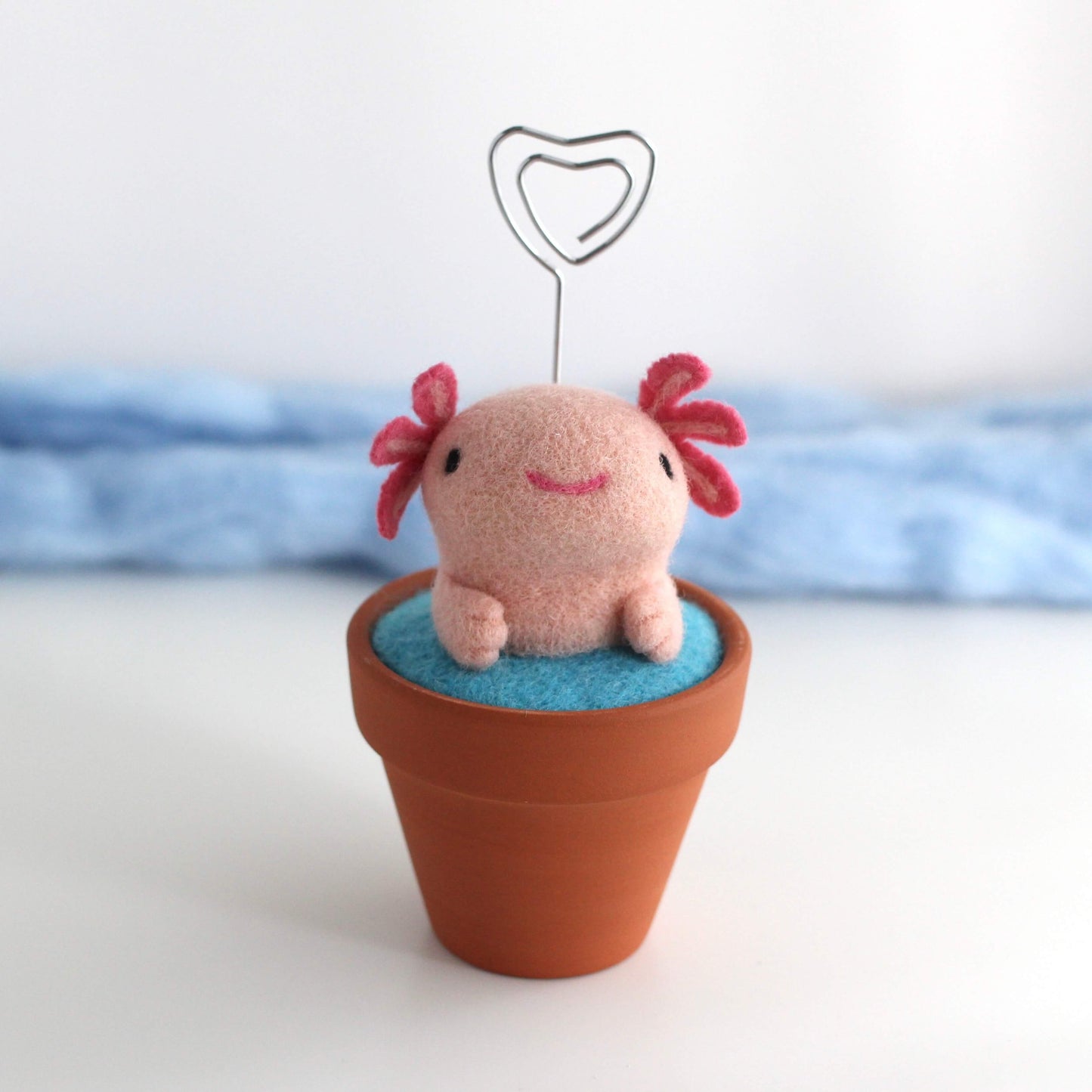 Needle Felted Axolotl Enjoying a Bath Note Holder