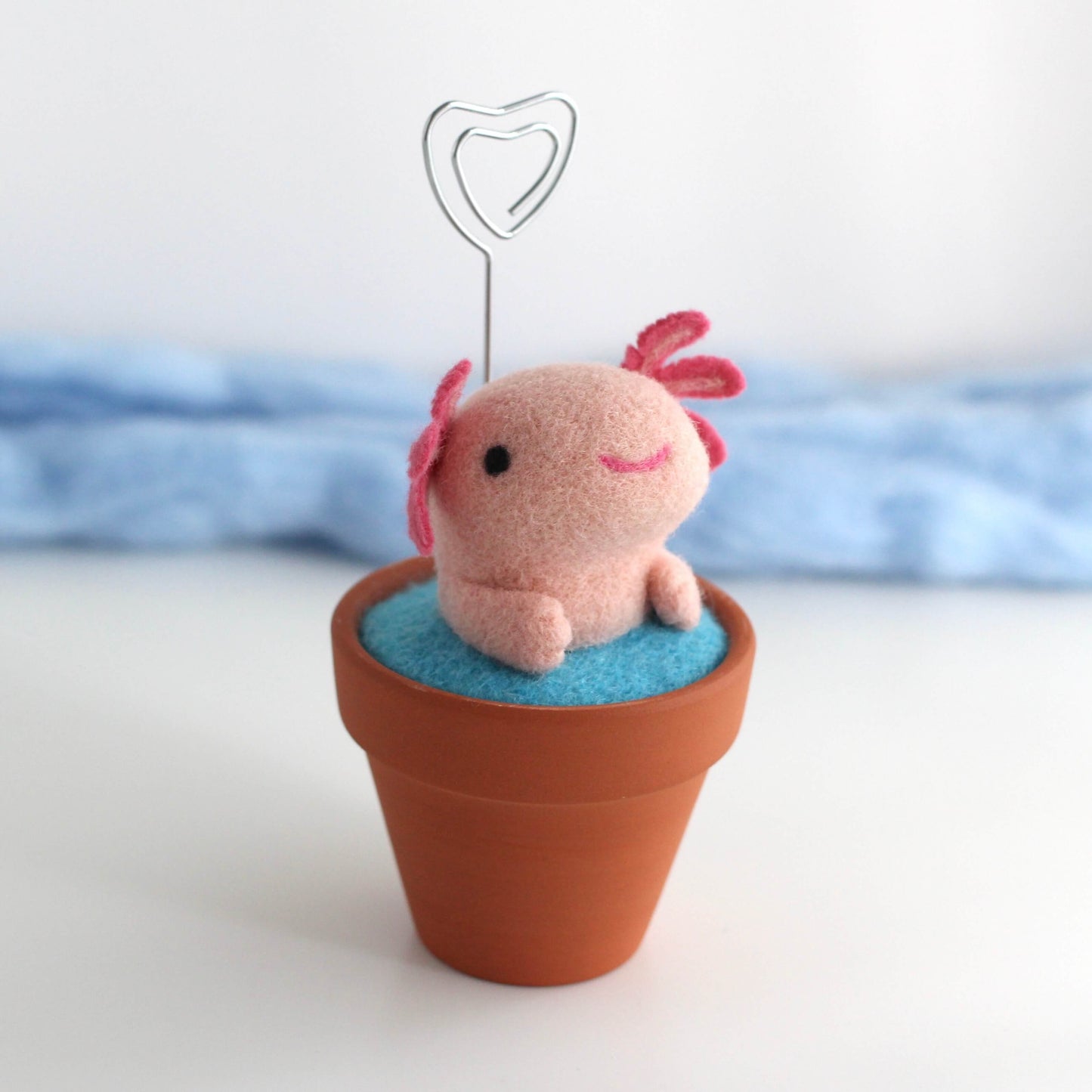 Needle Felted Axolotl Enjoying a Bath Note Holder