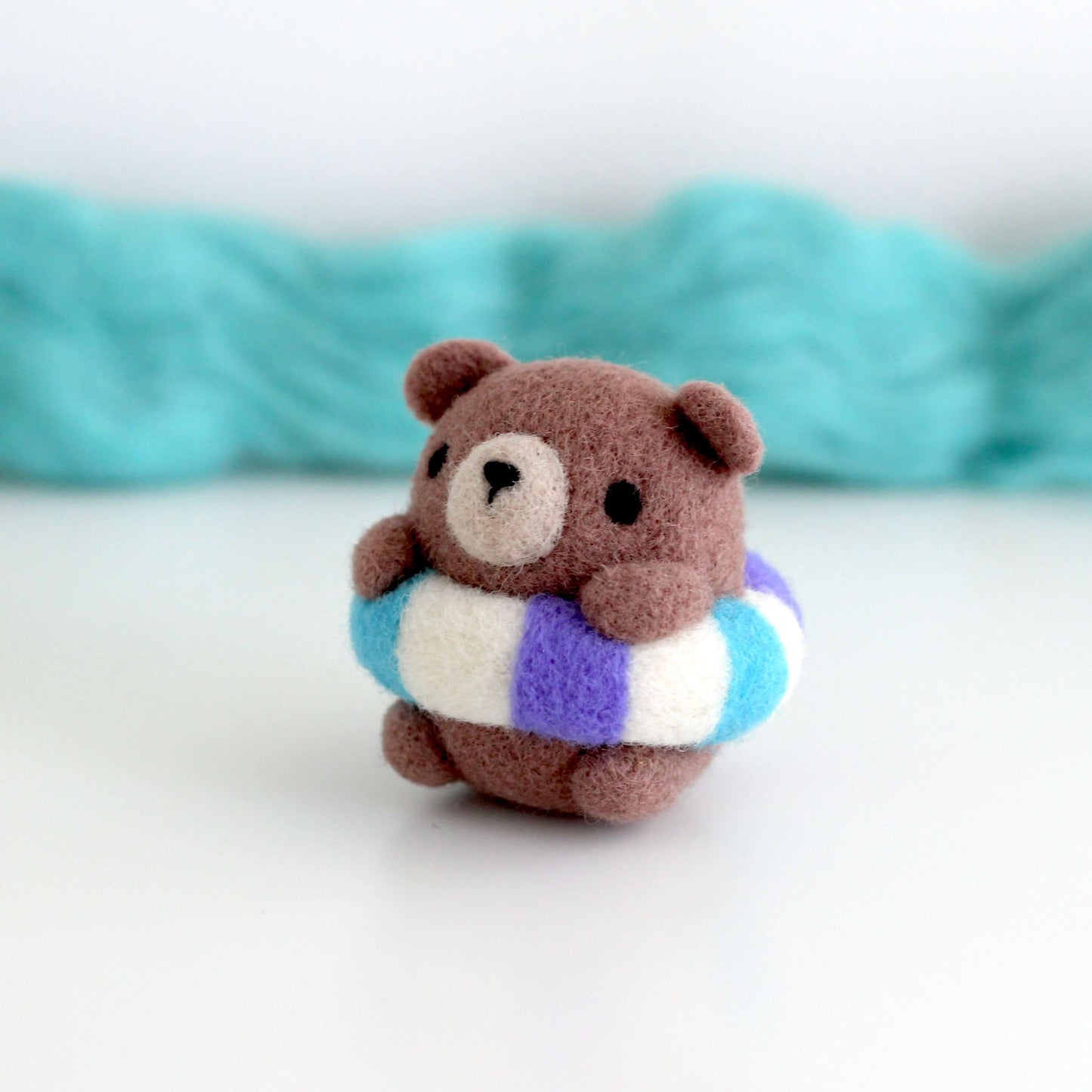 Needle Felted Brown Bear in Floatie