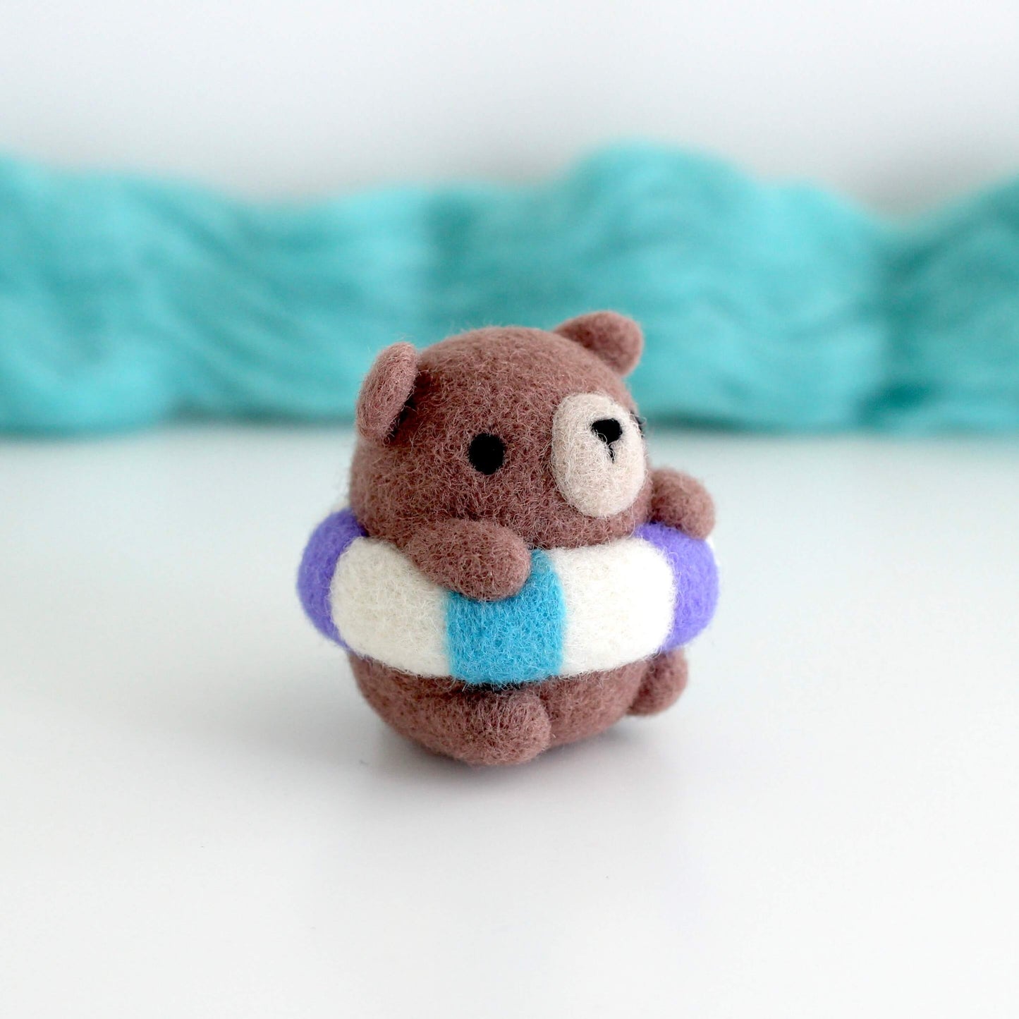 Needle Felted Brown Bear in Floatie