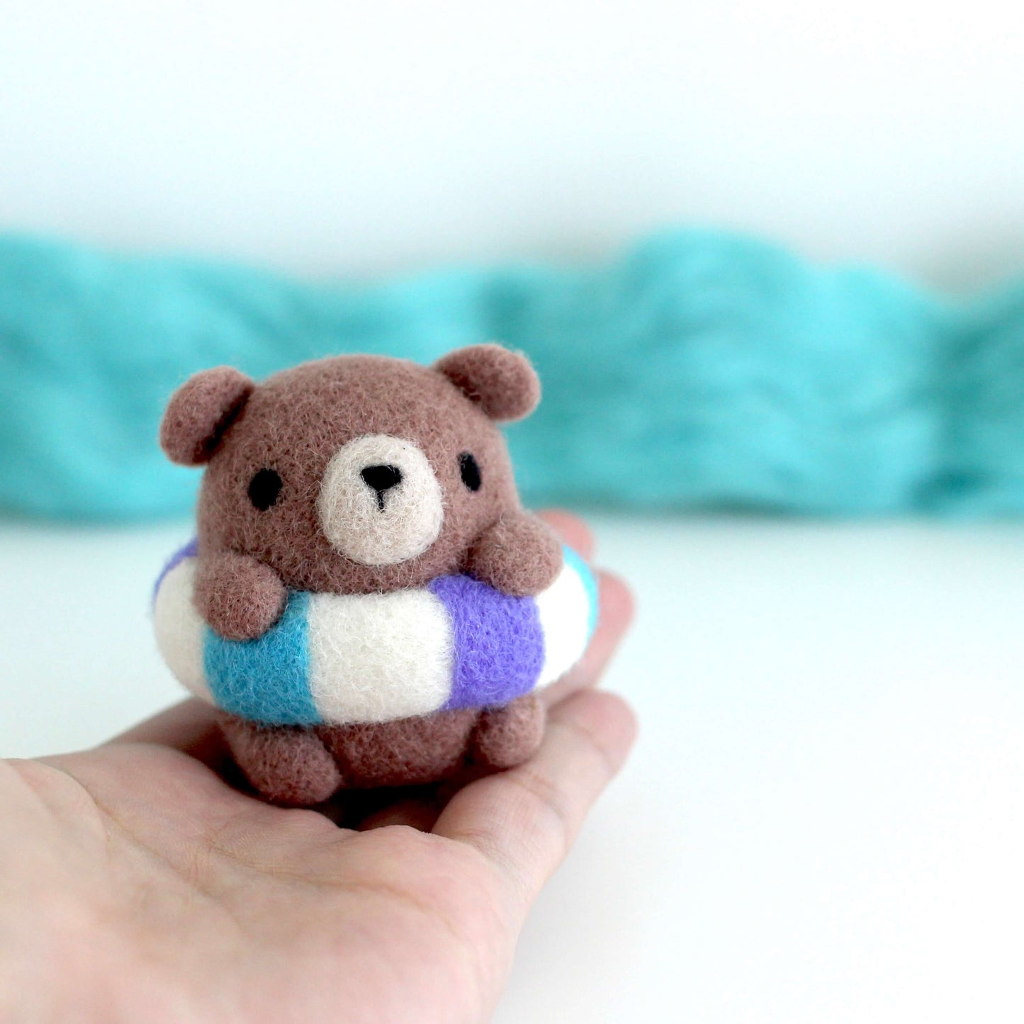 Needle Felted Brown Bear in Floatie