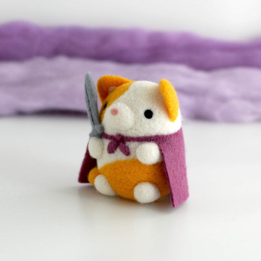 Needle Felted Cat Knight (Orange & White)