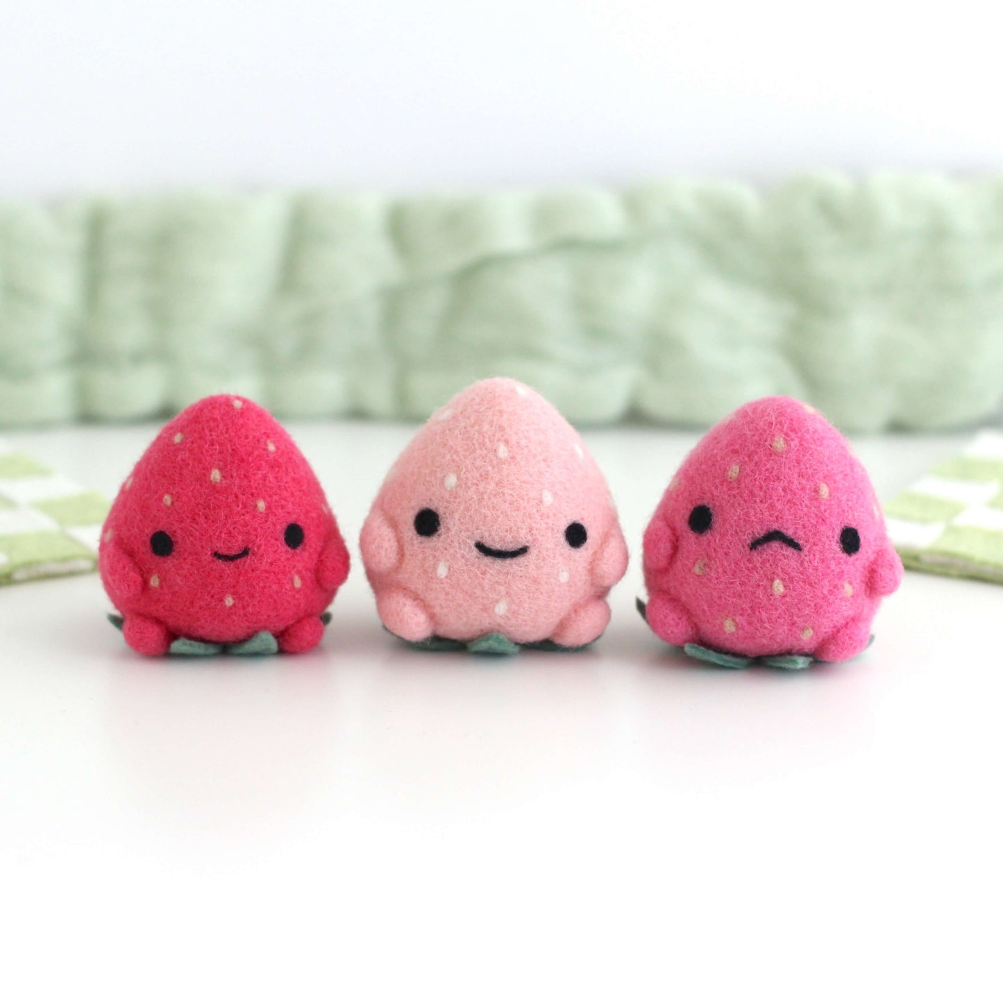 Needle Felted Strawberry - Dark Pink