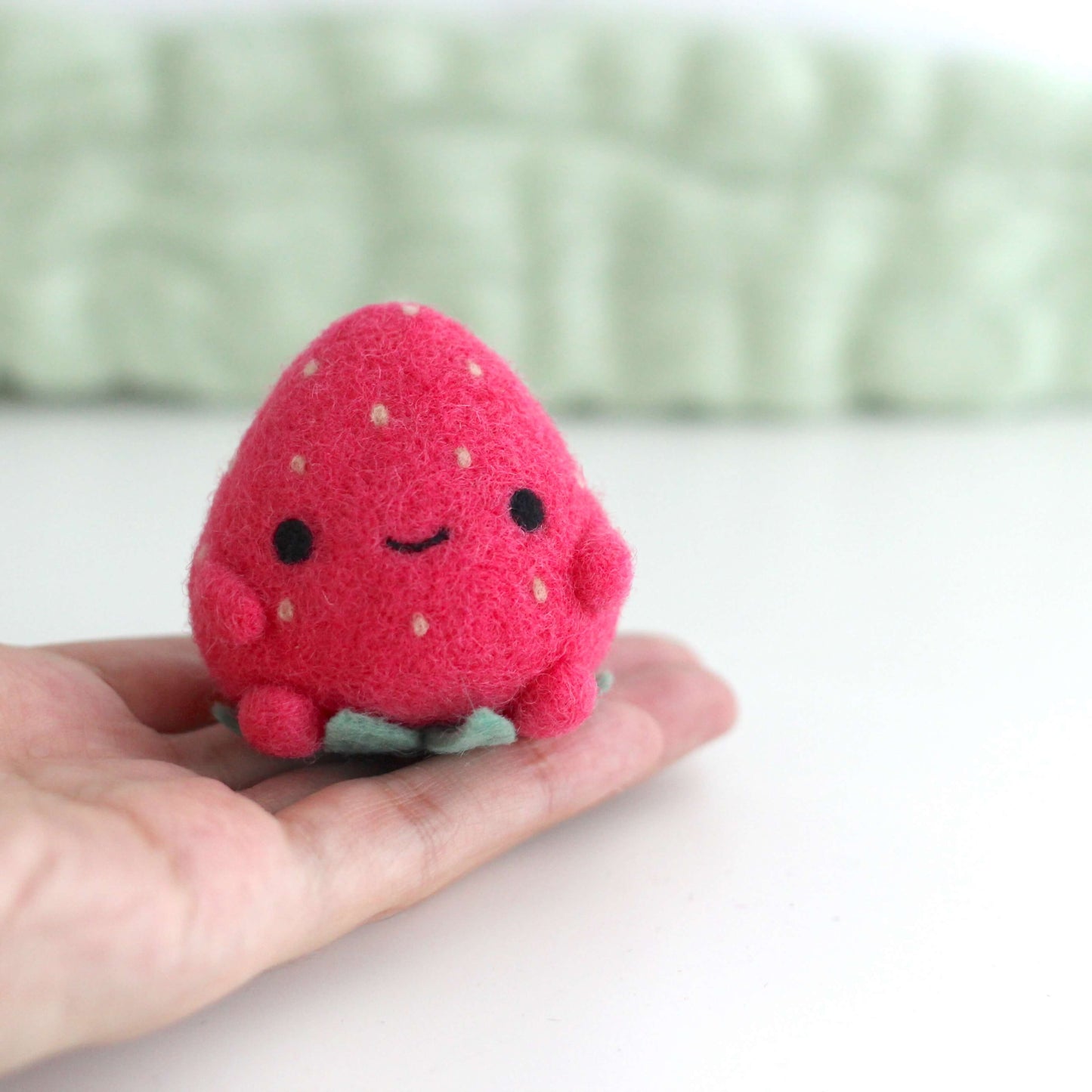 Needle Felted Strawberry - Dark Pink