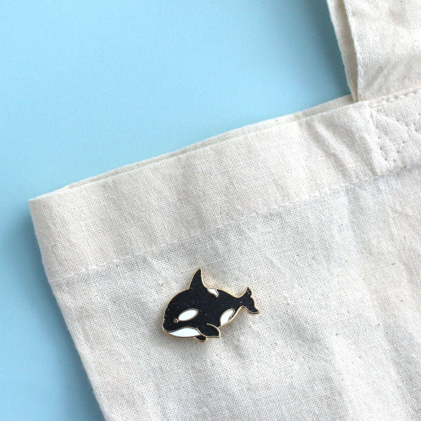 Orca Enamel Pin with Glitter Finish