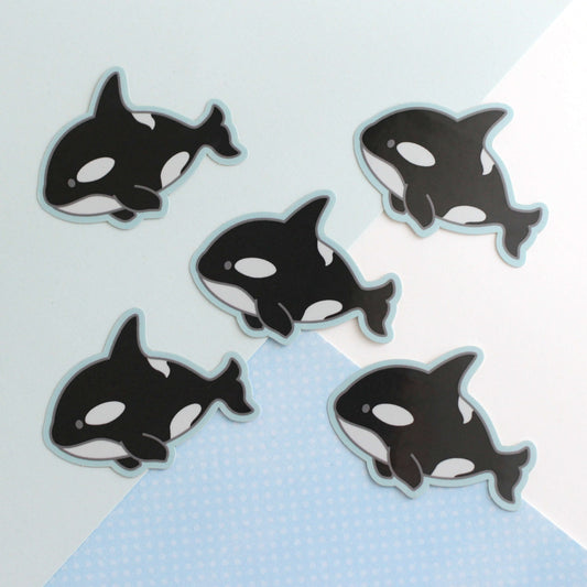 Orca Vinyl Sticker (w Pixie Dust) - Cute Killer Whale Decal