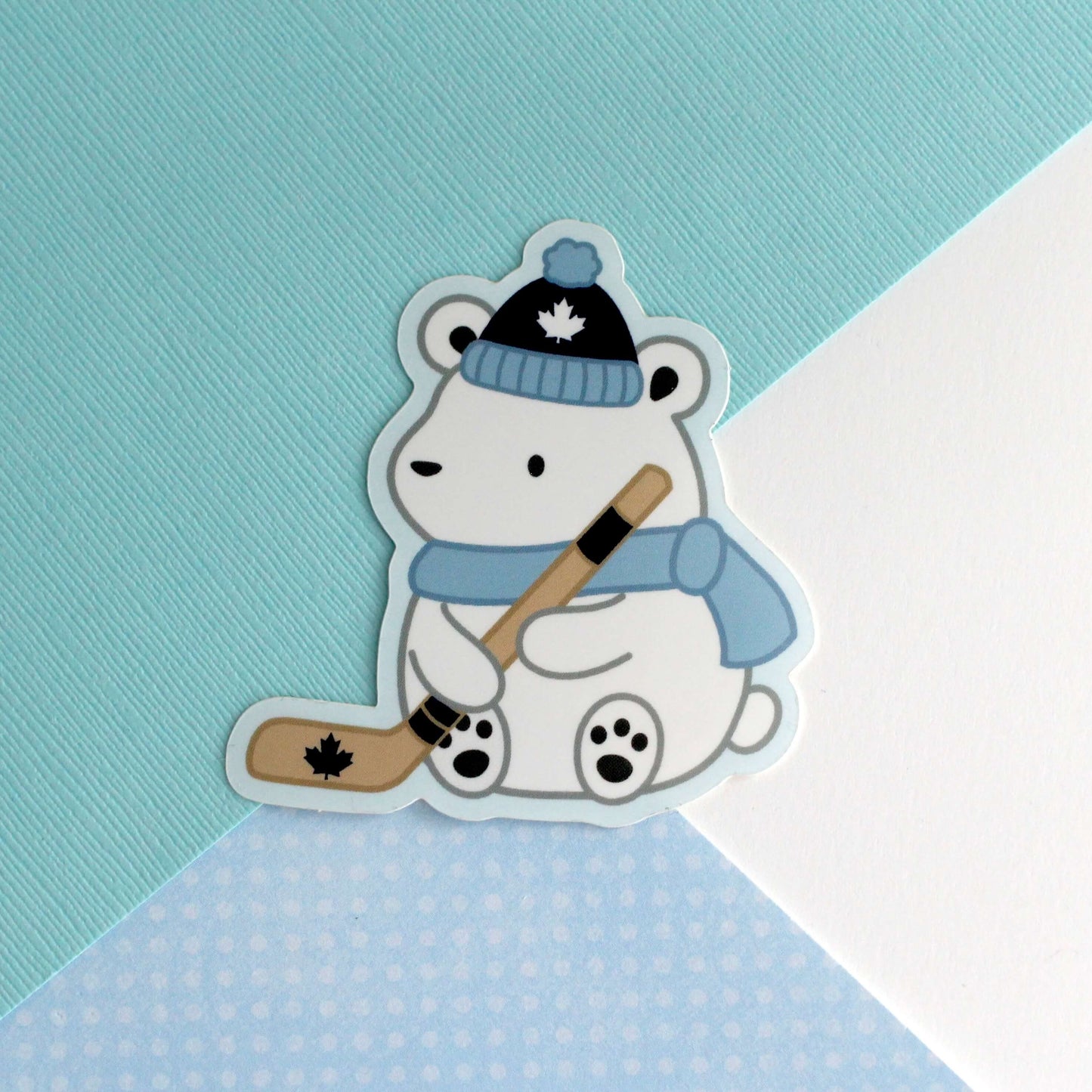Polar Bear Playing Hockey Vinyl Sticker