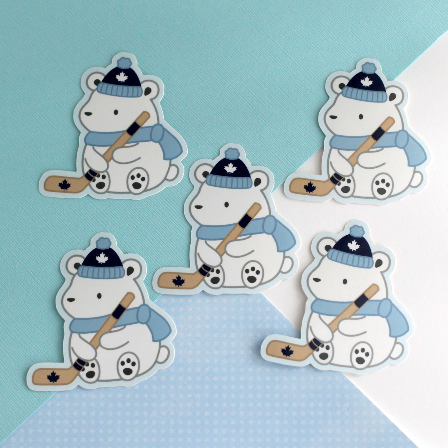 Polar Bear Playing Hockey Vinyl Sticker