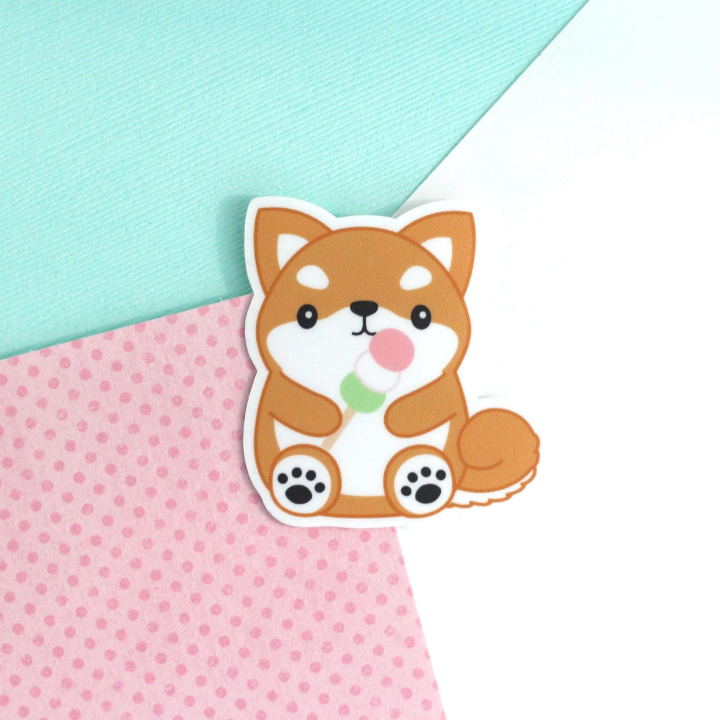 Shiba Inu eating Dango Vinyl Sticker