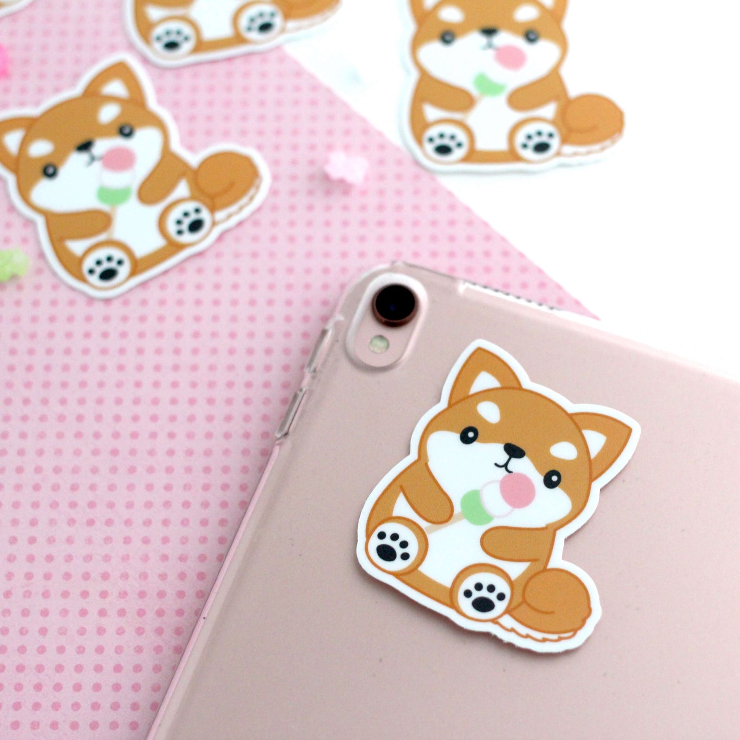 Shiba Inu eating Dango Vinyl Sticker