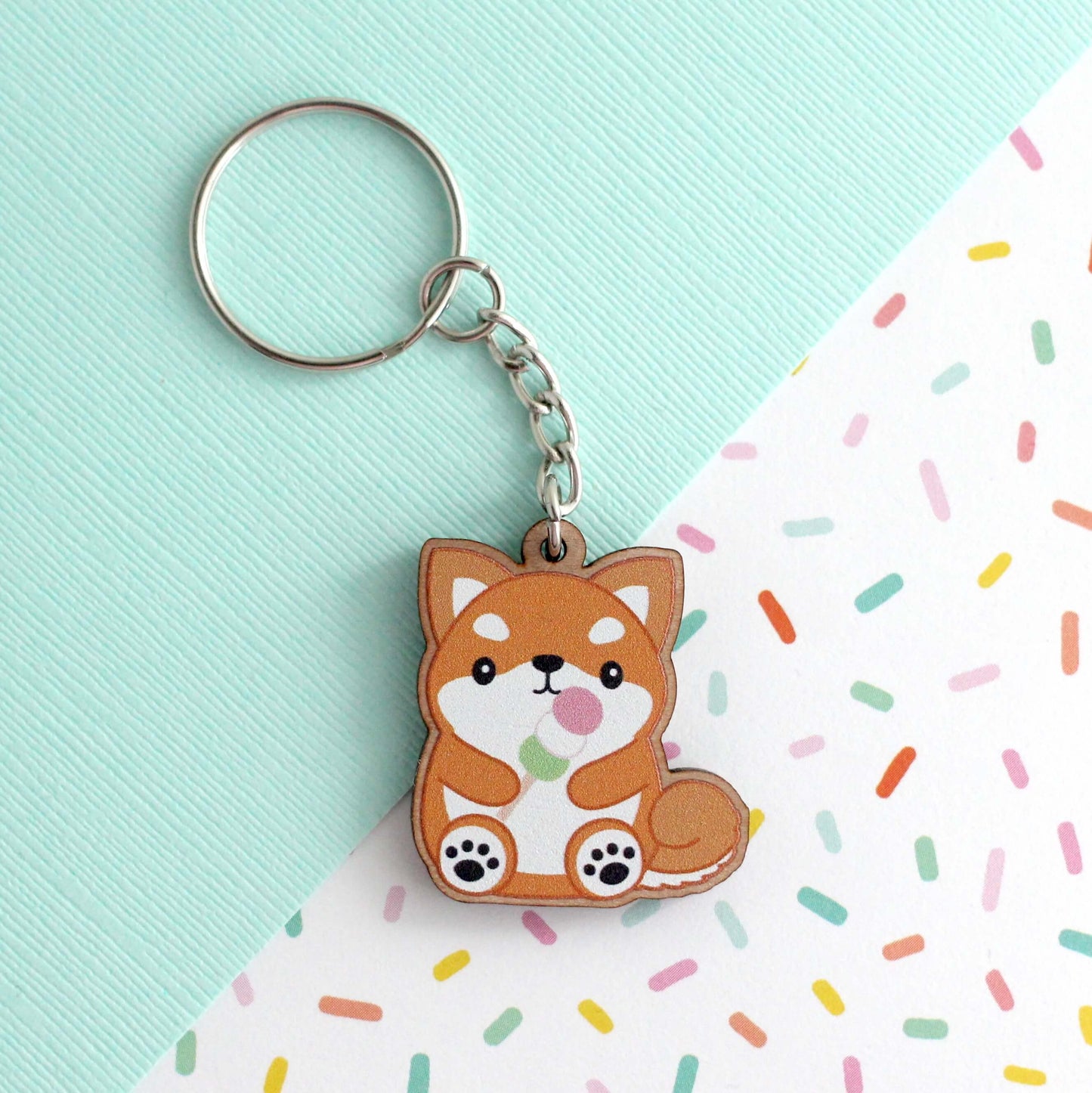 Shiba Inu Wooden Keychain