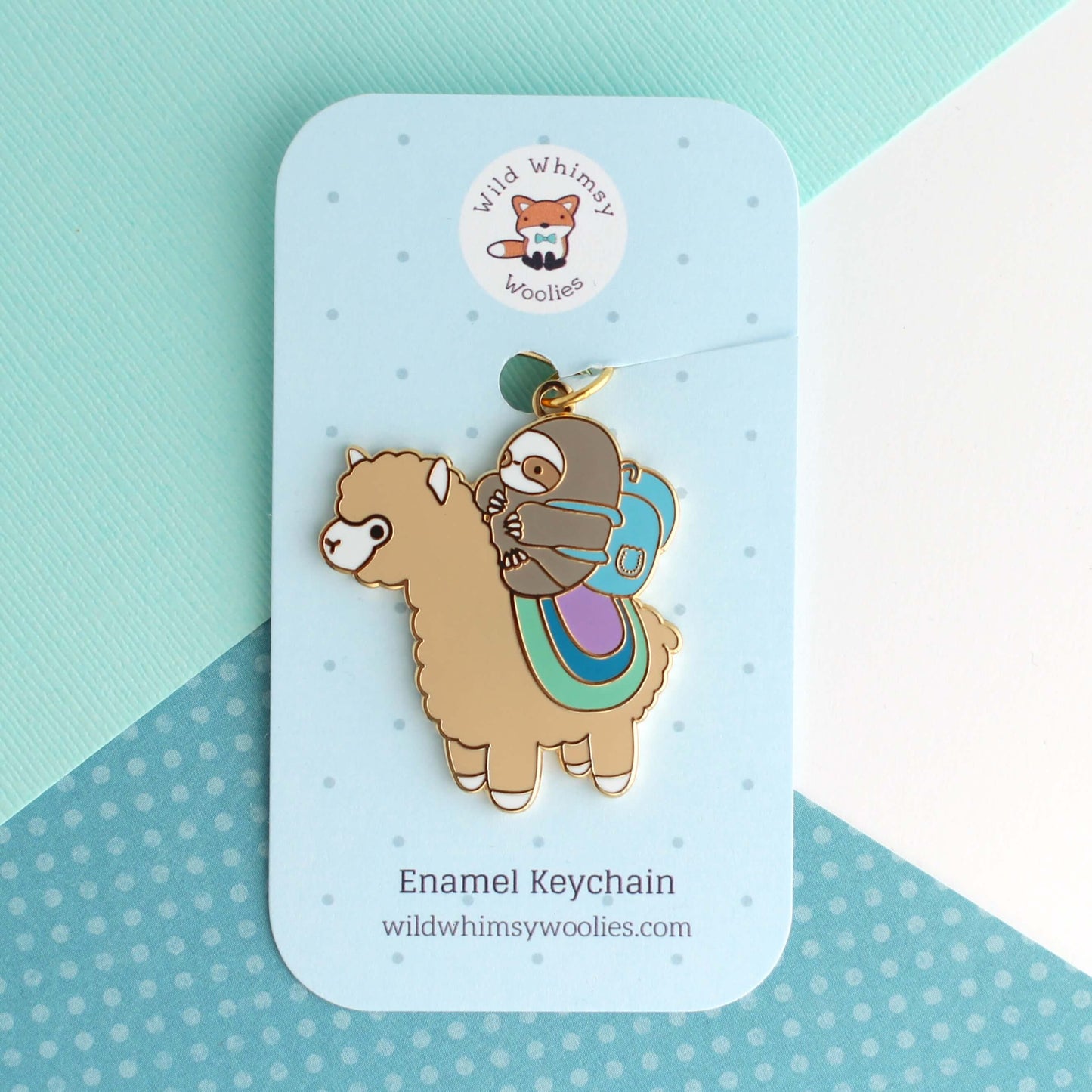 Sloth and Alpaca Adventurer Enamel Keychain